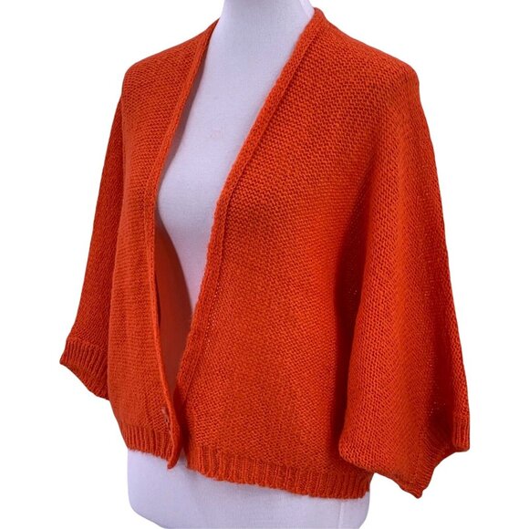NWT La Fee Maraboutee Flame Orange Mohair Cocoon Cardigan Sweater Size 1/S - Picture 2 of 7
